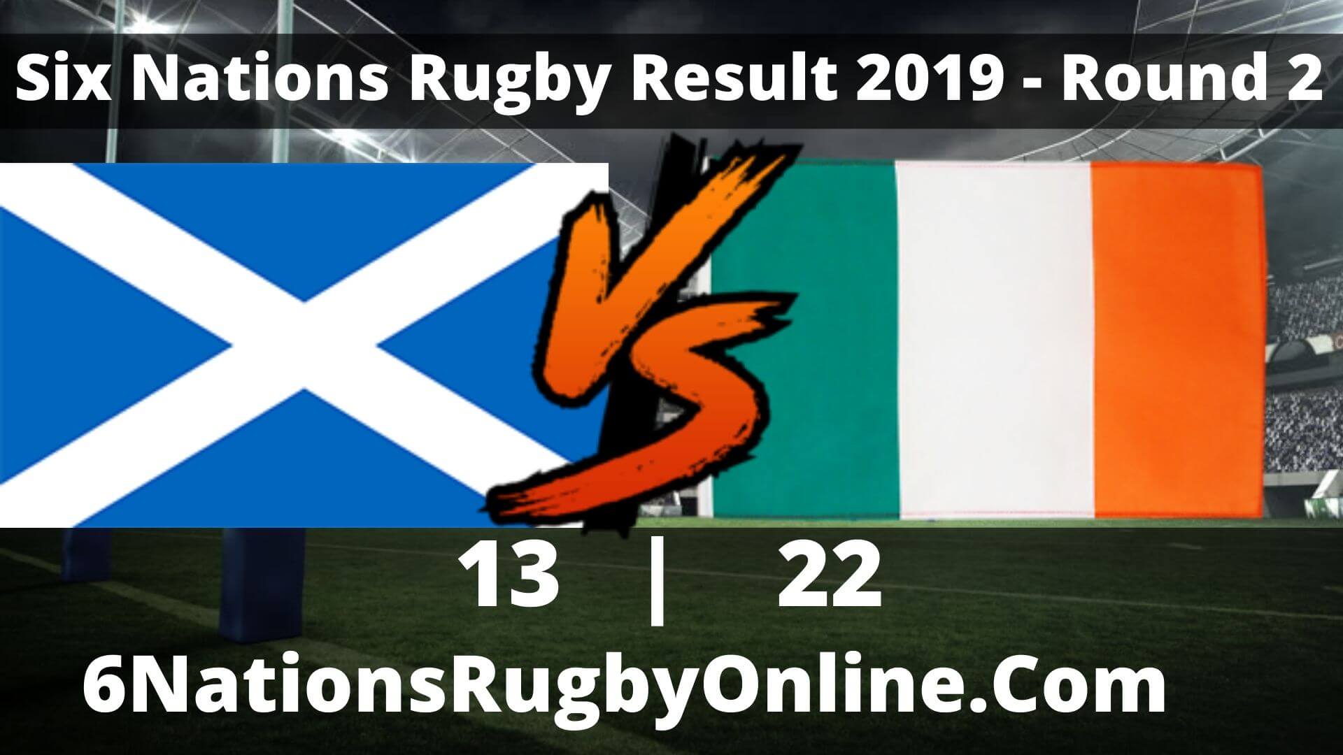 Scotland vs Ireland Result 2019 Six Nations Rugby Round 2